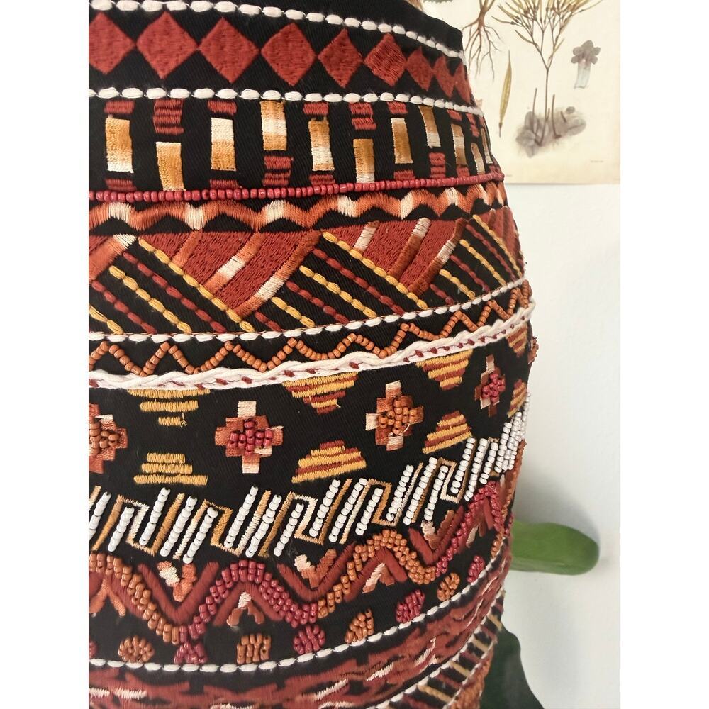 H&M Embroidered Beaded Mini Skirt Size 4 Boho Festival Aztec Tribal Western - Picture 3 of 6